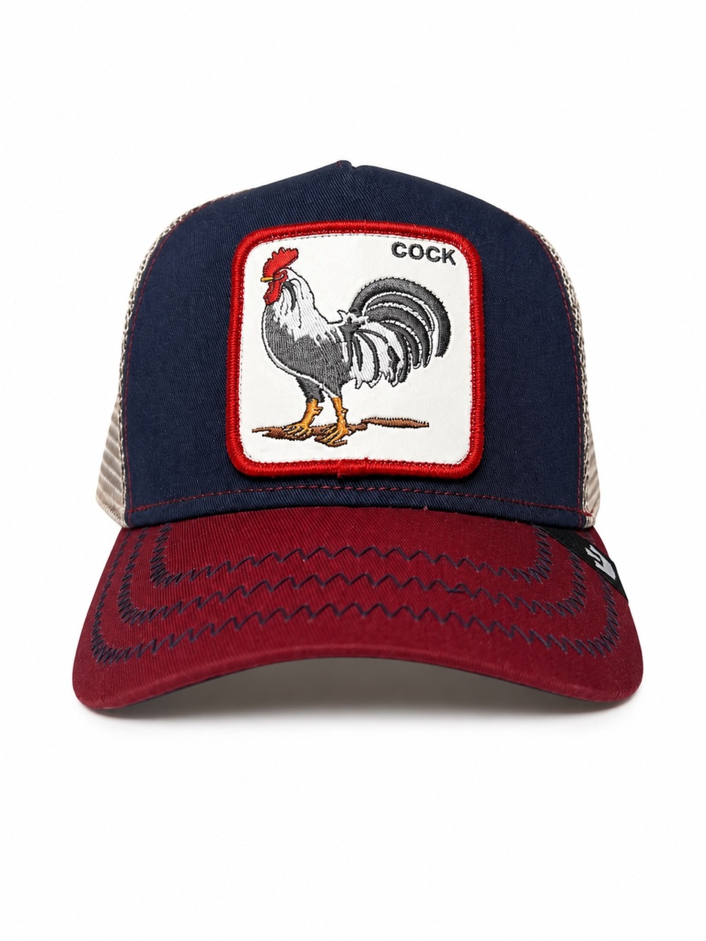 Goorin Bros The Farm The Cock Rooster Trucker Snapback Hat Navy Red OS